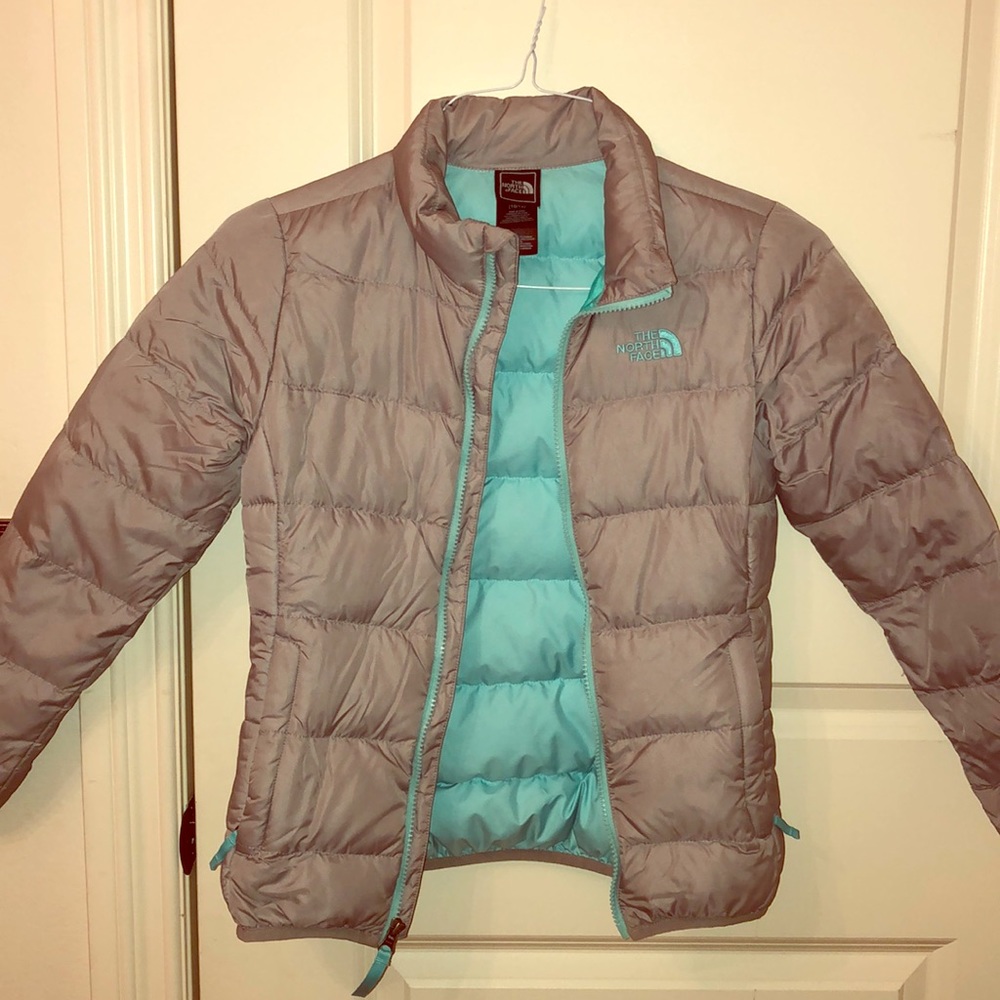 Gray North Face Girls puffer jacket